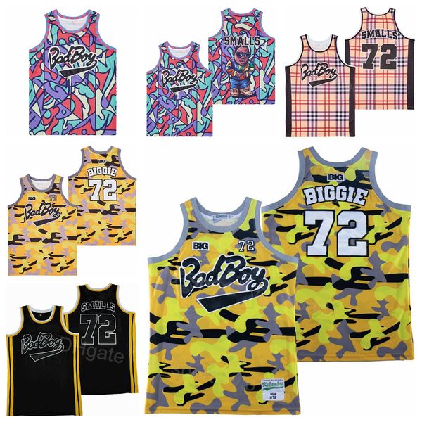 men movie film basketball 72 biggie bad boy jersey smalls badboy biggie team color yellow red purple black hiphop sport pure cotton embroide